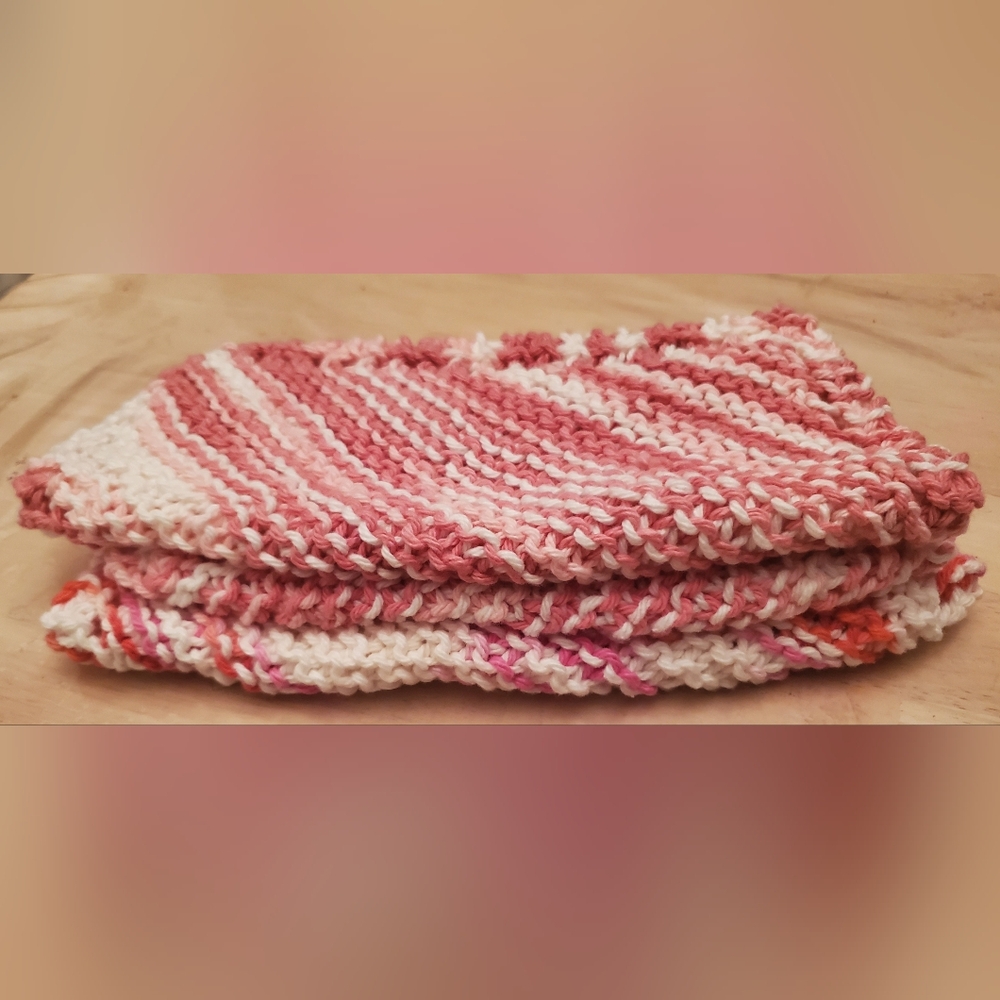 Handmade Crochet Dishclothes Set Of 3. 100% Cotton. Brand New